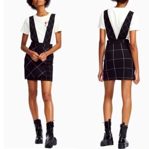 Maje Joly Checked Woven Pinafore skirt